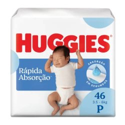 Fralda Huggies Rápida Absorção Mega P Com 46 Unidades