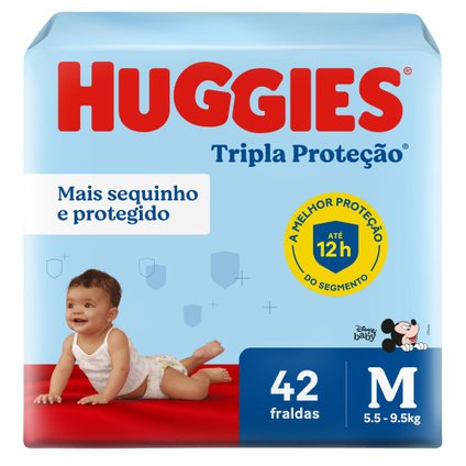 FRALDA HUGGIES TRIPLA PROTECAO MEGA M COM 42 UNIDADES