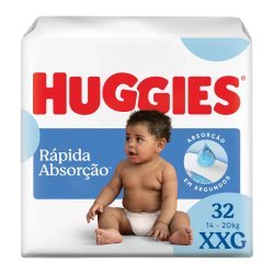 Fralda Huggies Rápida Absorção Mega Xxg Com 32 Unidades