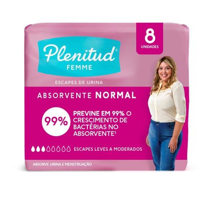 ABSORVENTE PARA INCONTINÊNCIA PLENITUD FEMME NORMAL 8 UNIDADES