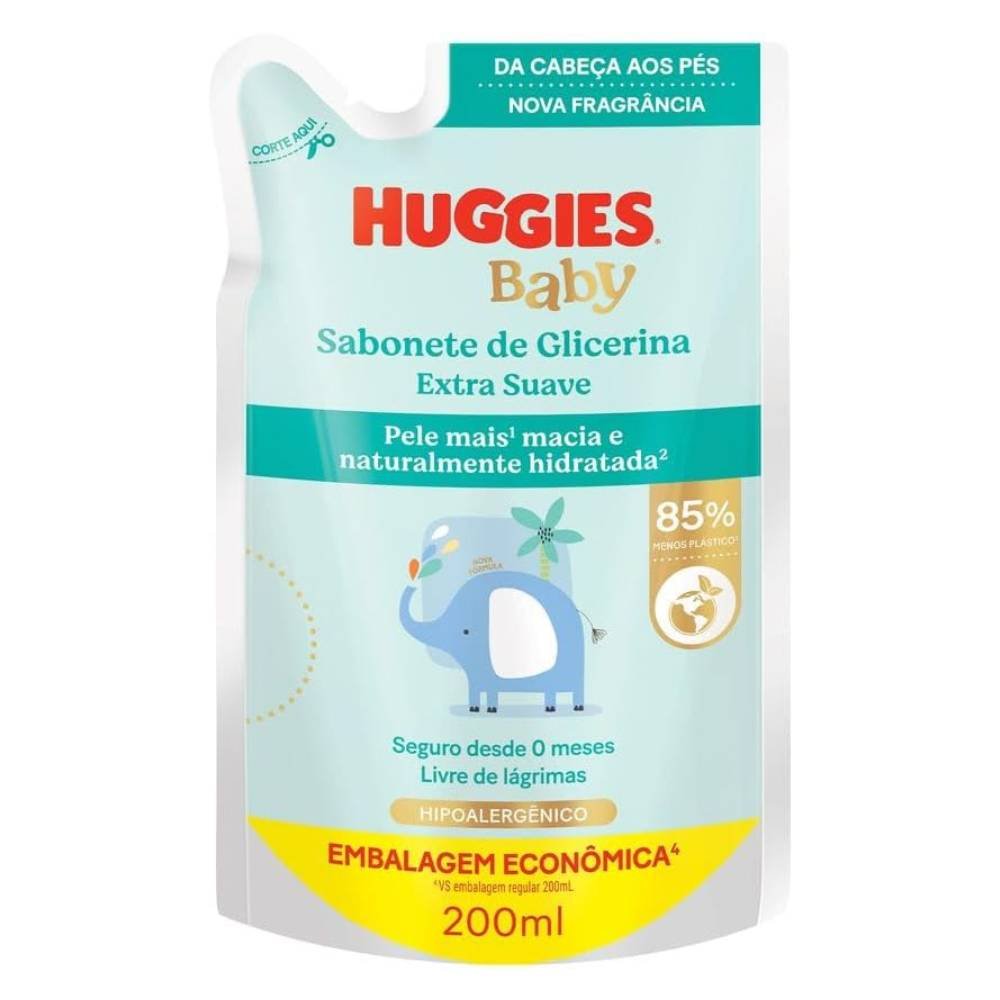 Sabonete Líquido Infantil Huggies Extra Suave 200ml - Refil