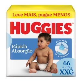 FRALDA HUGGIES TRIPLA PROTEÇÃO HIPER XXG - 66 FRALDAS