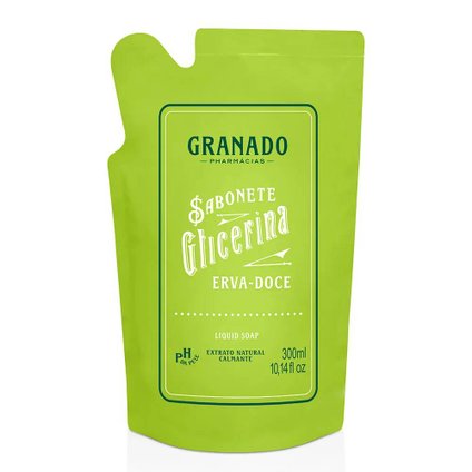 SABONETE LÍQUIDO GRANADO GLICERINADO ERVA DOCE REFIL 300ML