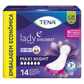ABSORVENTE NOTURNO PARA INCONTINÊNCIA URINÁRIA TENA LADY DISCREET MAXI NIGHT 14 UNIDADES