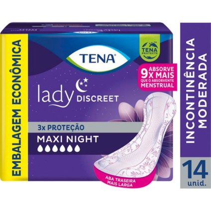 ABSORVENTE TENA PARA INCONTINÊNCIA URINÁRIA LADY DISCREET MAXI NIGHT 14 UNIDADES
