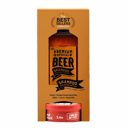 Kit Qod Barber Shop Shampoo Premium Beer 220ml + Pomada modeladora capilar Killer 70g