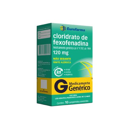 CLORIDRATO FEXOFENADINA 120MG 10 COMPRIMIDOS REVESTIDOS EUROFARMA GENERICO