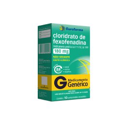Cloridrato Fexofenadina 180mg 10 Comprimidos Revestidos Eurofarma Generico