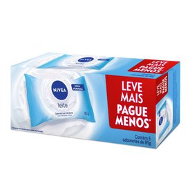 KIT SABONETE EM BARRA HIDRATANTE LEITE PROMO NIVEA 85G COM 6 UNIDADES CADA