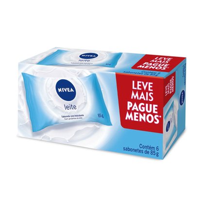 KIT SABONETE EM BARRA HIDRATANTE LEITE PROMO NIVEA 85G COM 6 UNIDADES CADA