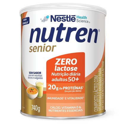 COMPLEMENTO ALIMENTAR NUTREN SENIOR SEM SABOR ZERO LACTOSE 740G