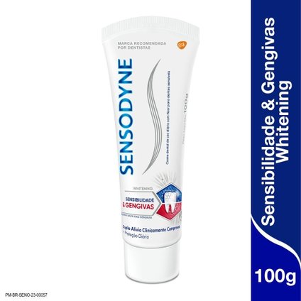 CREME DENTAL SENSODYNE PARA DENTES SENSÍVEIS E SANGRAMENTOS NA GENGIVA WHITENING COM 100G