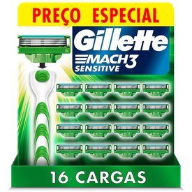 CARGA PARA APARELHO DE BARBEAR GILLETTE MACH3 SENSITIVE COM 16 UNIDADES