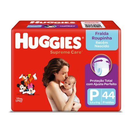 FRALDA HUGGIES SUPREME CARE MEGA ROUPINHA P COM 44 UNIDADES