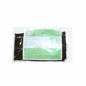 MASCARA DUPLA PRETA COM ELASTICO 3 UNIDADES