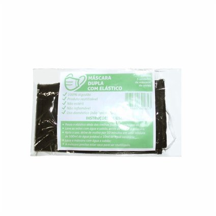 MASCARA DUPLA PRETA COM ELASTICO 3 UNIDADES