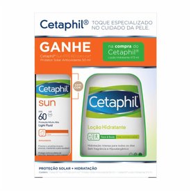 KIT CETAPHIL LOÇÃO HIDRATANTE 473ML + PROTETOR SOLAR SUN LIGHT FLUID FPS 60 COM COR 50ML GRÁTIS