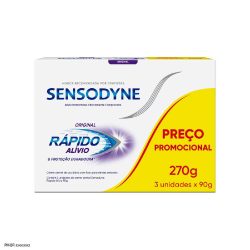 Kit Creme Dental Sensodyne Alívio Rápido Duradouro Da Sensibilidade Dentes Sensíveis 3 Unidades 90g