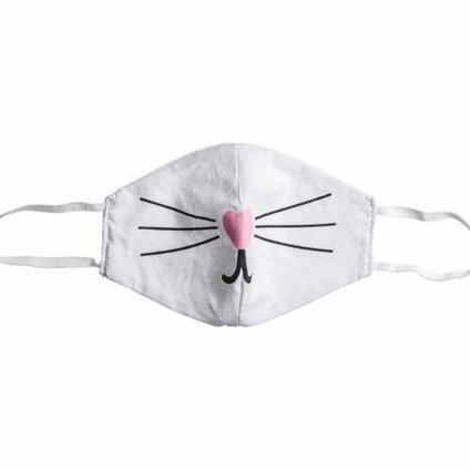 MÁSCARA DE TECIDO TRICOLINE INFANTIL PANVEL BRANCA GATINHO