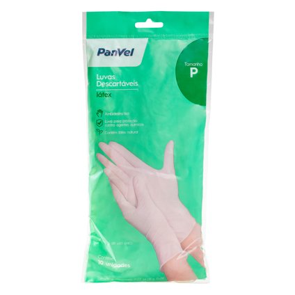 LUVA DE LÁTEX PANVEL TAMANHO P COM 10 UNIDADES