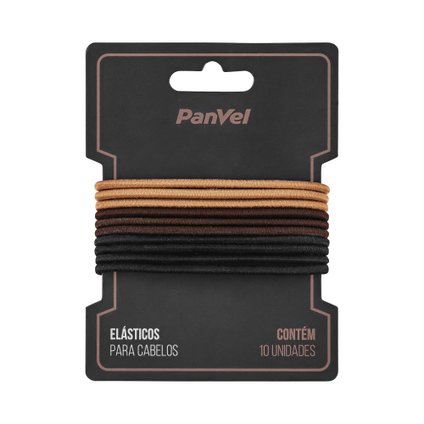 ELÁSTICO PARA CABELOS PANVEL ACESSÓRIOS 3MM COM 3 CORES PRETO/ MARROM / BEGE 10 UNIDADES