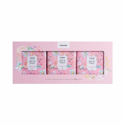 KIT PANVEL LEITE DE CABRA COM 3 SABONETES EM BARRA DE 90G CADA