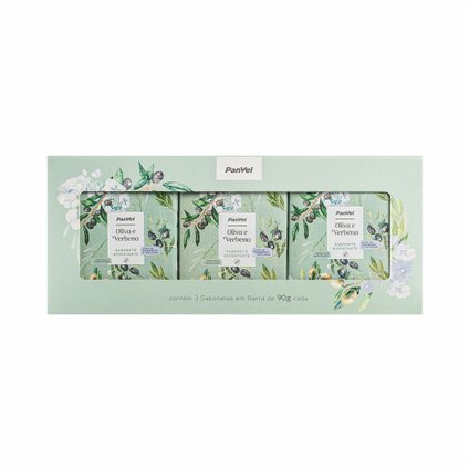 KIT PANVEL OLIVA E VERBENA COM 3 SABONETES EM BARRA 90G CADA