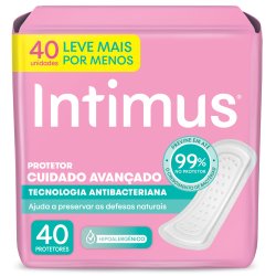 Protetor Diário Intimus Tecnologia Antibacteriana Leve Mais Por Menos 40 Unidades