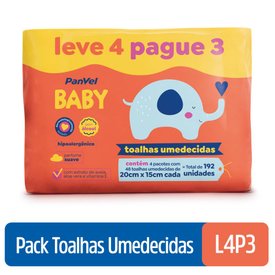 LENÇOS UMEDECIDOS PANVEL BABY LEVE 4 PAGUE 3 - 48 UNIDADES CADA