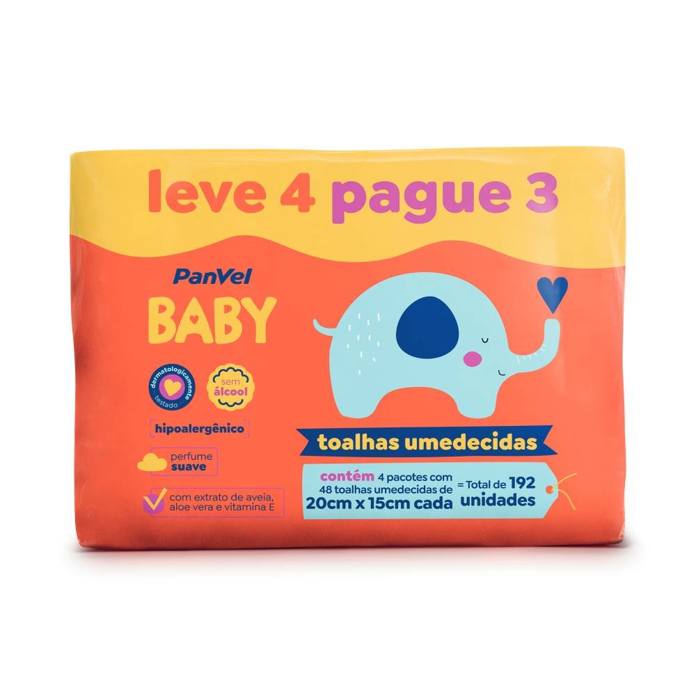 Lenços Umedecidos Panvel Baby Leve 4 Pague 3 Com 48 Unidades Cada