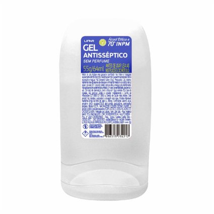 GEL ANTISSÉPTICO PARA MÃOS LIFAR SEM PERFUME 55G