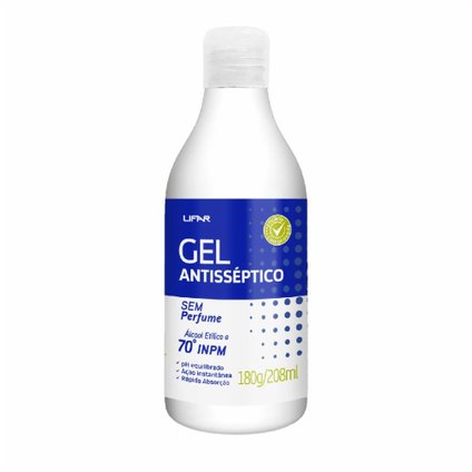 GEL ANTISSÉPTICO PARA MÃOS LIFAR SEM PERFUME 180G