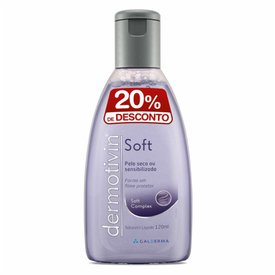 SABONETE LÍQUIDO GALDERMA DERMOTIVIN SOFT 120ML 20% DE DESCONTO