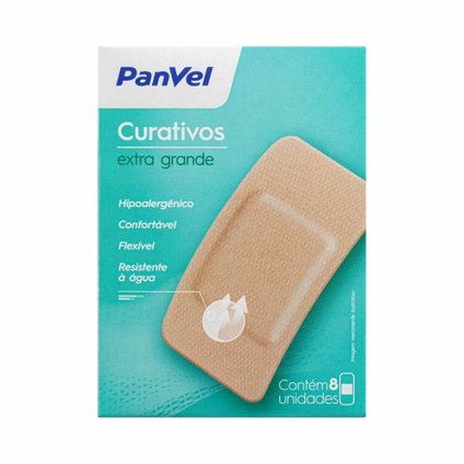 CURATIVO PANVEL EXTRAGRANDE BEGE COM 8 UNIDADES