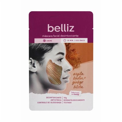MÁSCARA FACIAL BELLIZ ARGILA VERMELHA DESINTOXICANTE 10G