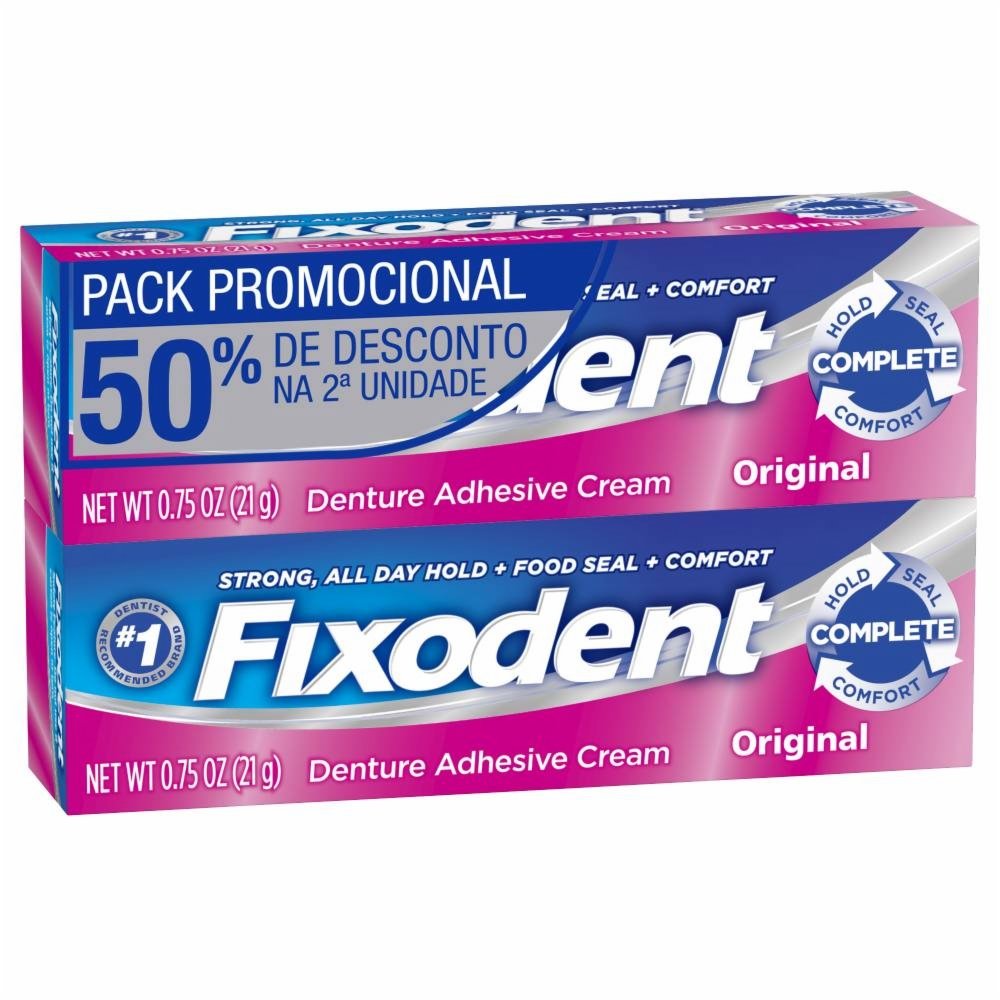 Fixador De Dentadura Fixodent Original 21g + 2ª Unidade Com 50% De Desconto