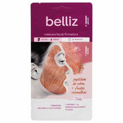 MÁSCARA FACIAL BELLIZ COBRE E FRUTAS VERMELHAS FIRMADORA 1 UNIDADE