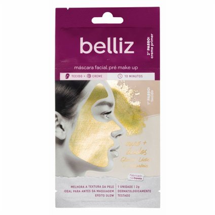 MÁSCARA FACIAL BELLIZ OURO PRÉ MAKE UP 1 UNIDADE