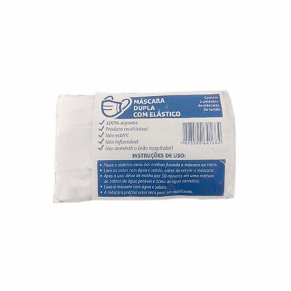 MASCARA DUPLA BRANCA COM ELASTICO 5 UNIDADES