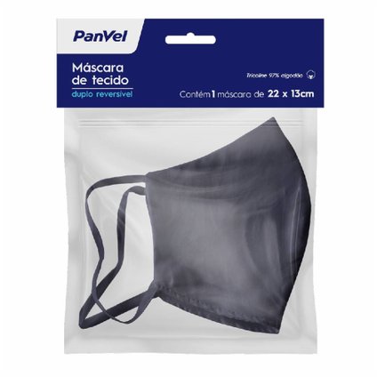 MÁSCARA DE PROTEÇÃO PANVEL DE TECIDO TRICOLINE DUPLO CINZA M