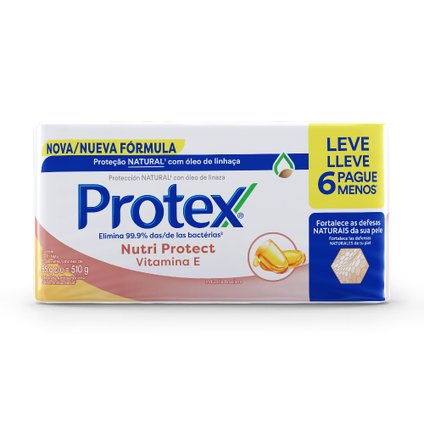 KIT SABONETE EM BARRA PROTEX NUTRI PROTECT VITAMINA E 85G 6 UNIDADES