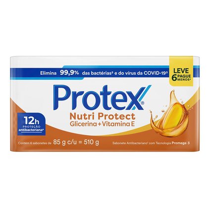 KIT SABONETE EM BARRA PROTEX NUTRI PROTECT VITAMINA E 85G 6 UNIDADES