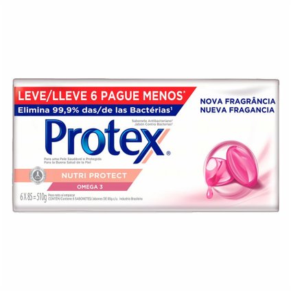 KIT SABONETE BARRA PROTEX ANTIBACTERIANO OMEGA 3 LMPM 6UN 85G