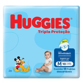 FRALDA HUGGIES TRIPLA PROTEÇÃO JUMBINHO M COM 18 UNIDADES