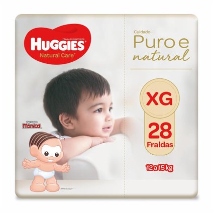 FRALDA HUGGIES PURO E NATURAL MEGA XG COM 28 UNIDADES