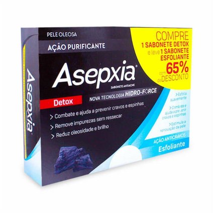 KIT SABONETE BARRA ASEPXIA ESFOLIANTE+SABONETE DETOX 80G