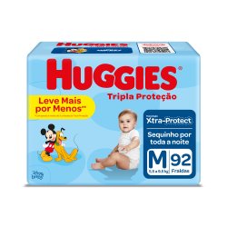 Fralda Huggies Rápida Absorção Hiper M Com 92 Unidades