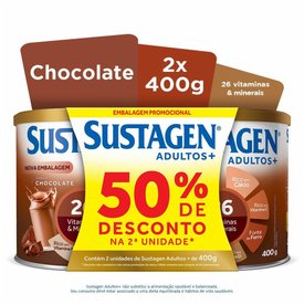 KIT COMPLEMENTO ALIMENTAR SUSTAGEN ADULTOS+ SABOR CHOCOLATE LATA 2X400G