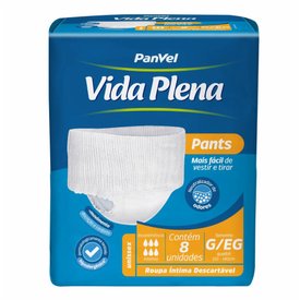ROUPA ÍNTIMA UNISSEX PANVEL VIDA PLENA PANTS G/EG COM 8 UNIDADES