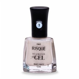 ESMALTE RISQUÉ DIAMOND GEL BRANCO CAMAFEU METALIZADO 9,5ML